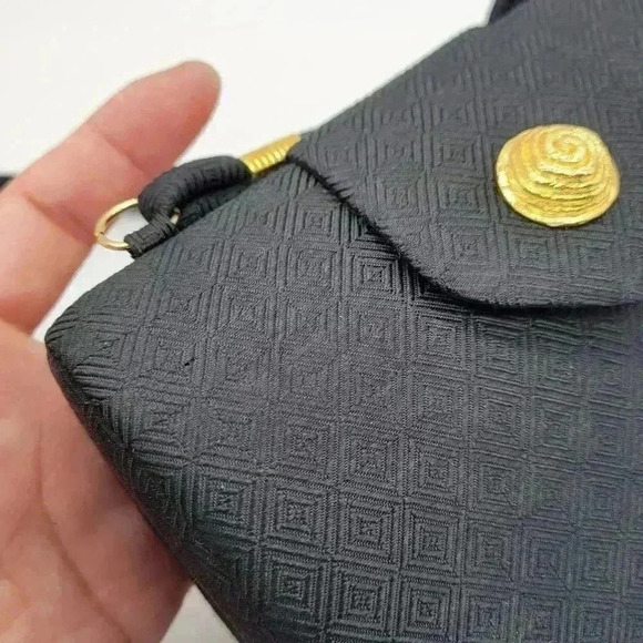 Vintage Crossbody Jim Thompson Silk Purse Black & Gold - Picture 14 of 16